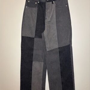 Stylish Gray and Black Patchwork Women’s Jeans Pants High Rise Cropped Sz 4